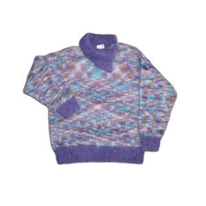 The Scotch House Vintage London Paris Fuzzy Knit Purple Split Cowl Neck Sweater